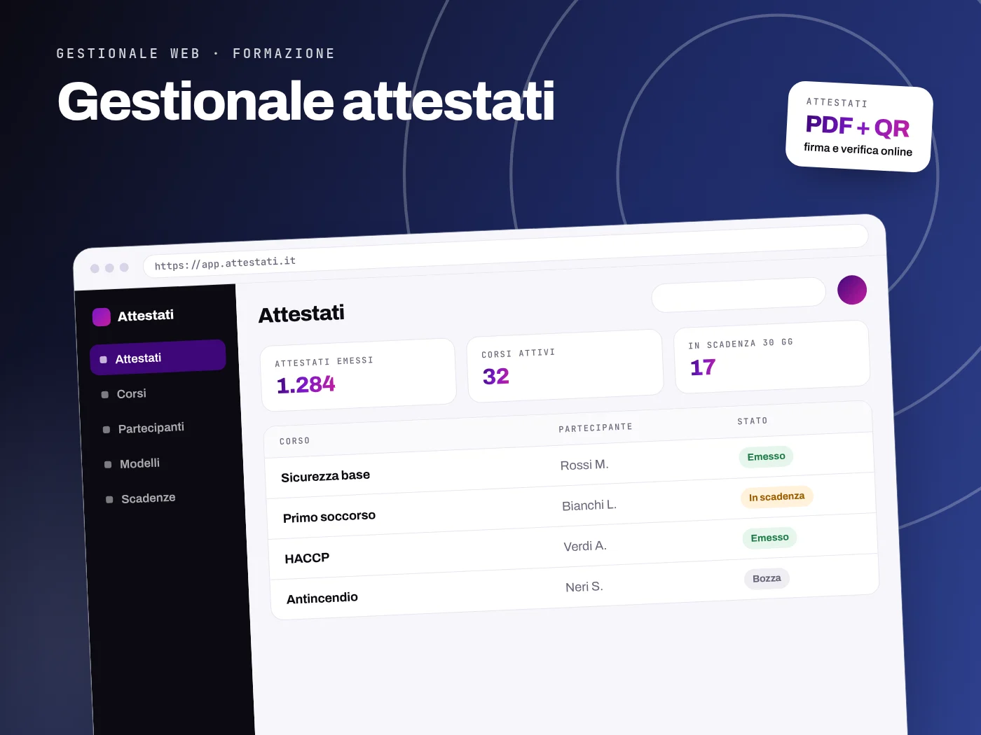 Gestionale Attestati - servizio S.C.F. Group