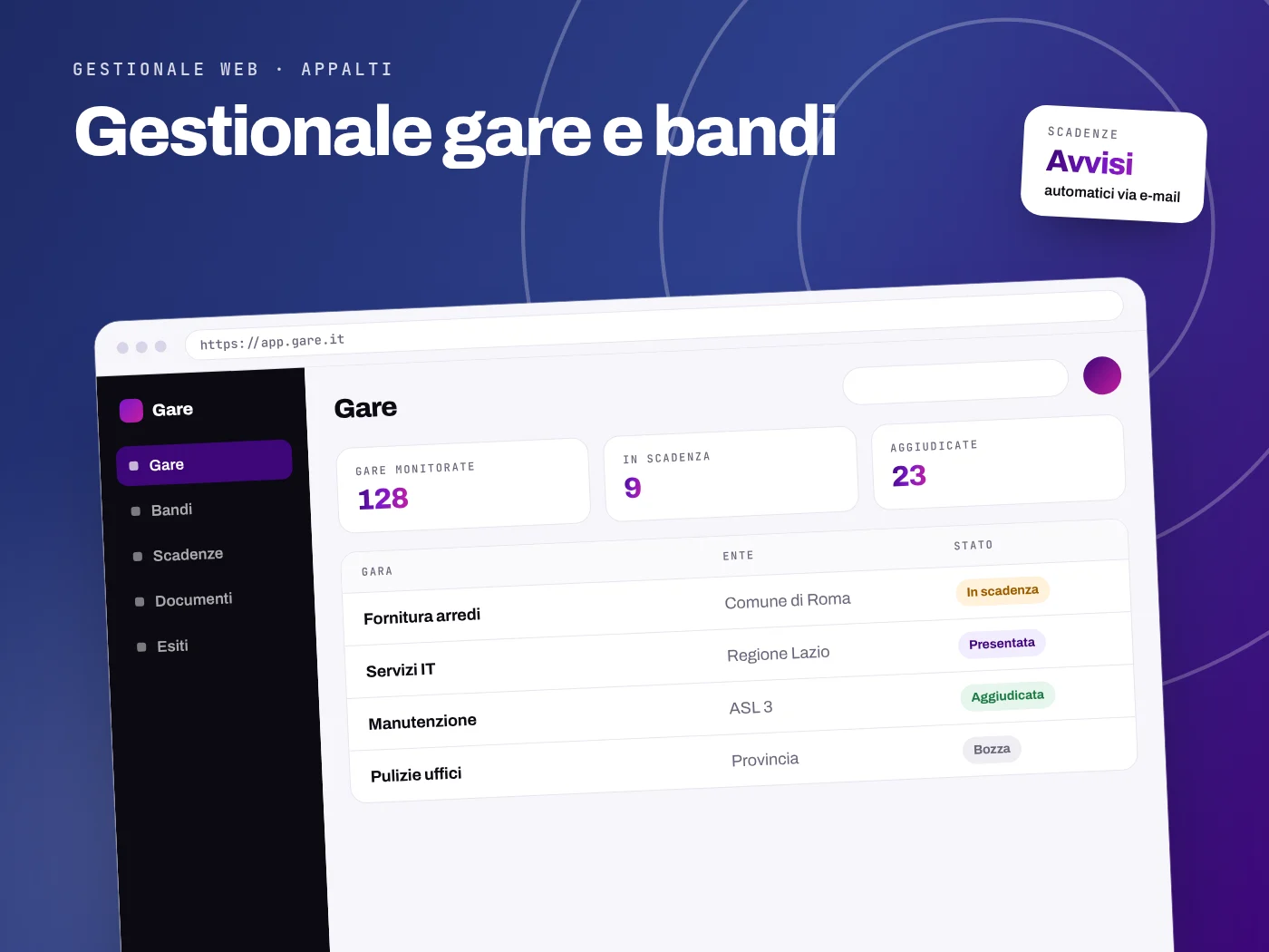 Gestionale Gare e Bandi - servizio S.C.F. Group
