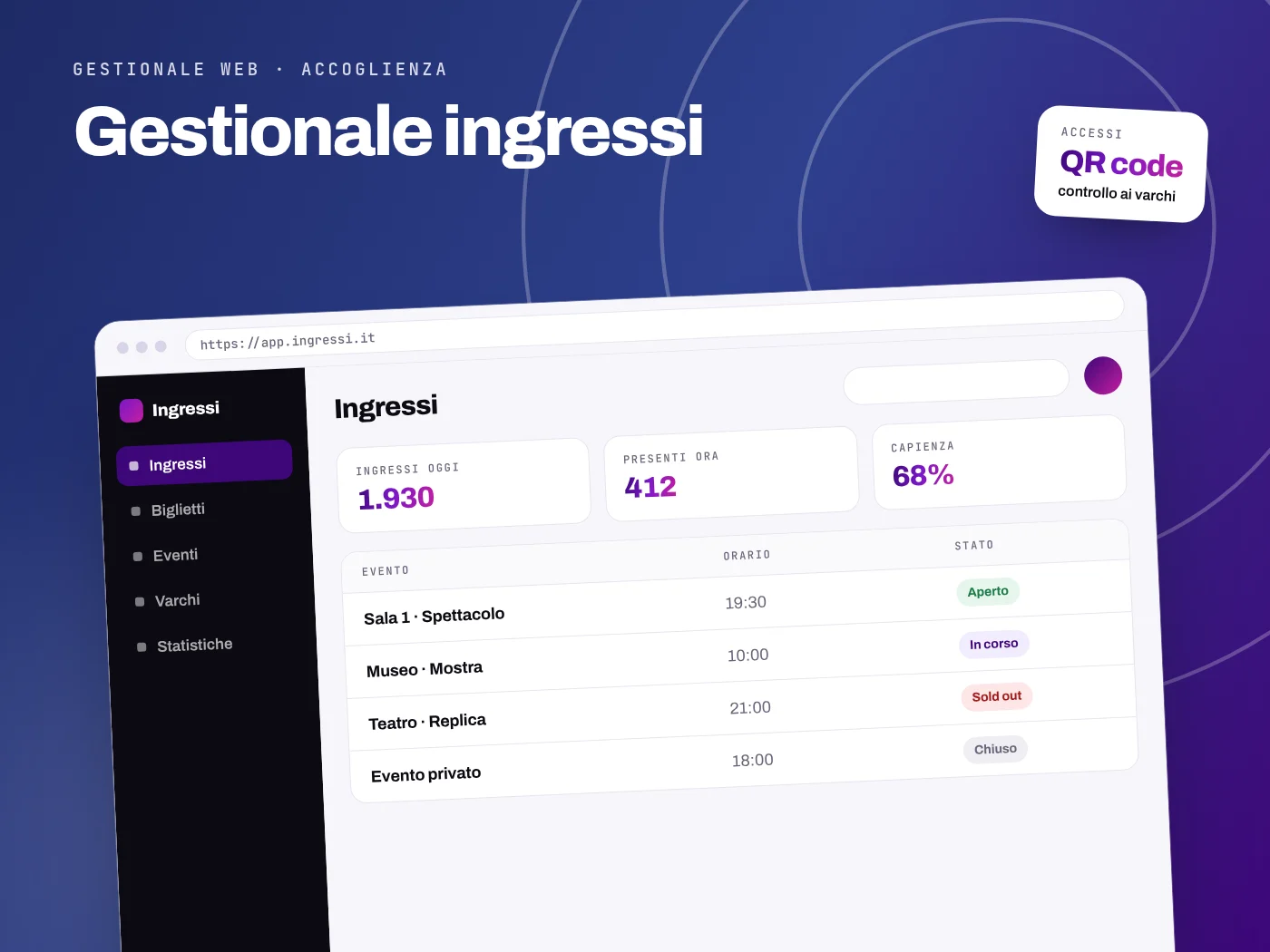 Gestionale Ingressi - servizio S.C.F. Group