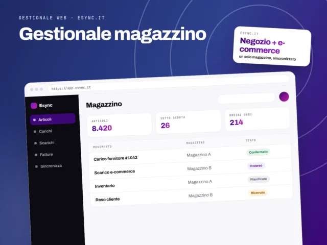 Gestionale magazzino Esync.it - servizio S.C.F. Group