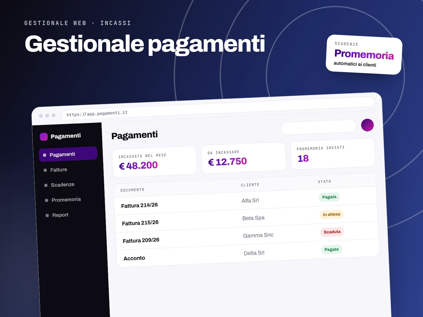 Gestionale Pagamenti - servizio S.C.F. Group
