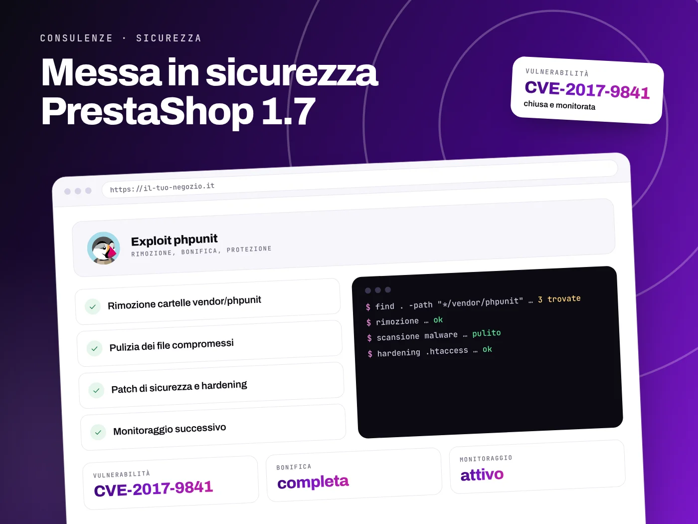 Messa in sicurezza PrestaShop 1.7 da exploit phpunit - servizio S.C.F. Group