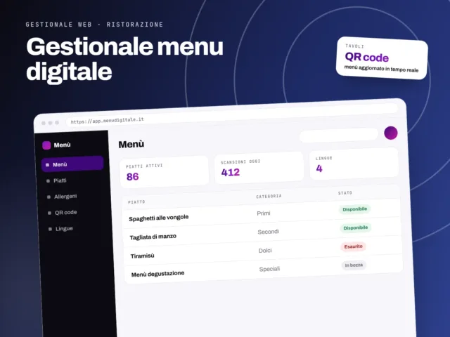 Gestionale menu digitale - servizio S.C.F. Group